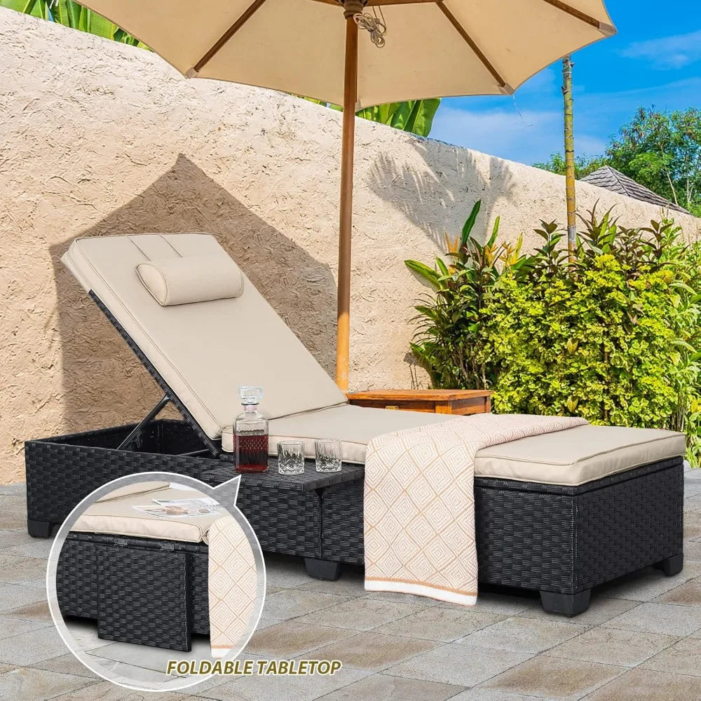 Outdoor Wicker Chaise Lounge Chairs Set of 2