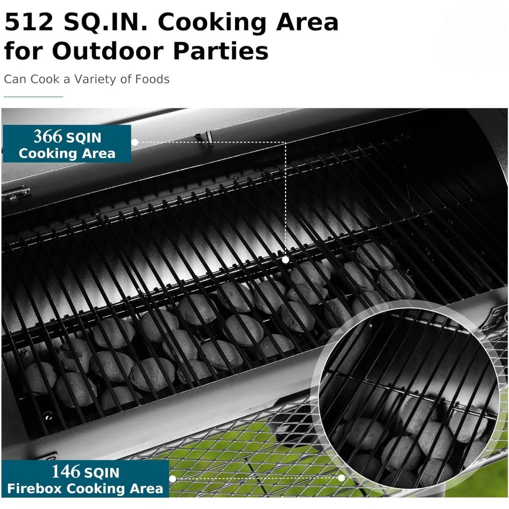 Charcoal Wood Offset Outdoor Smoker Grill