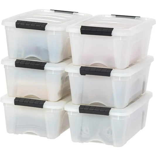 6 Pack Stackable Plastic Storage Bins