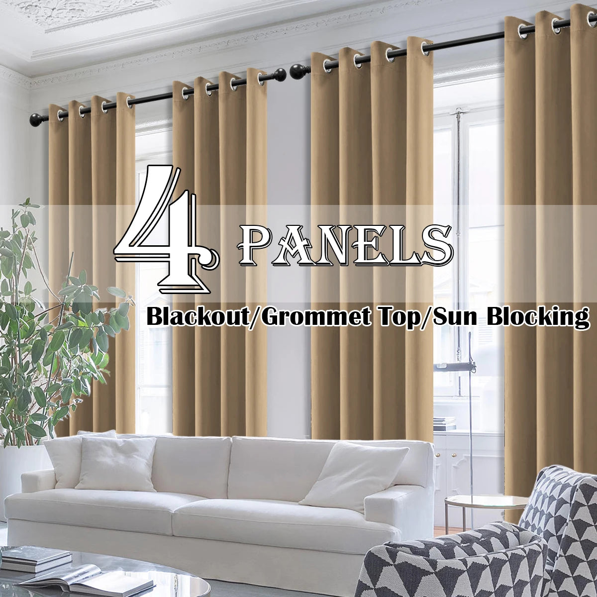 4 Piece Blackout Curtains