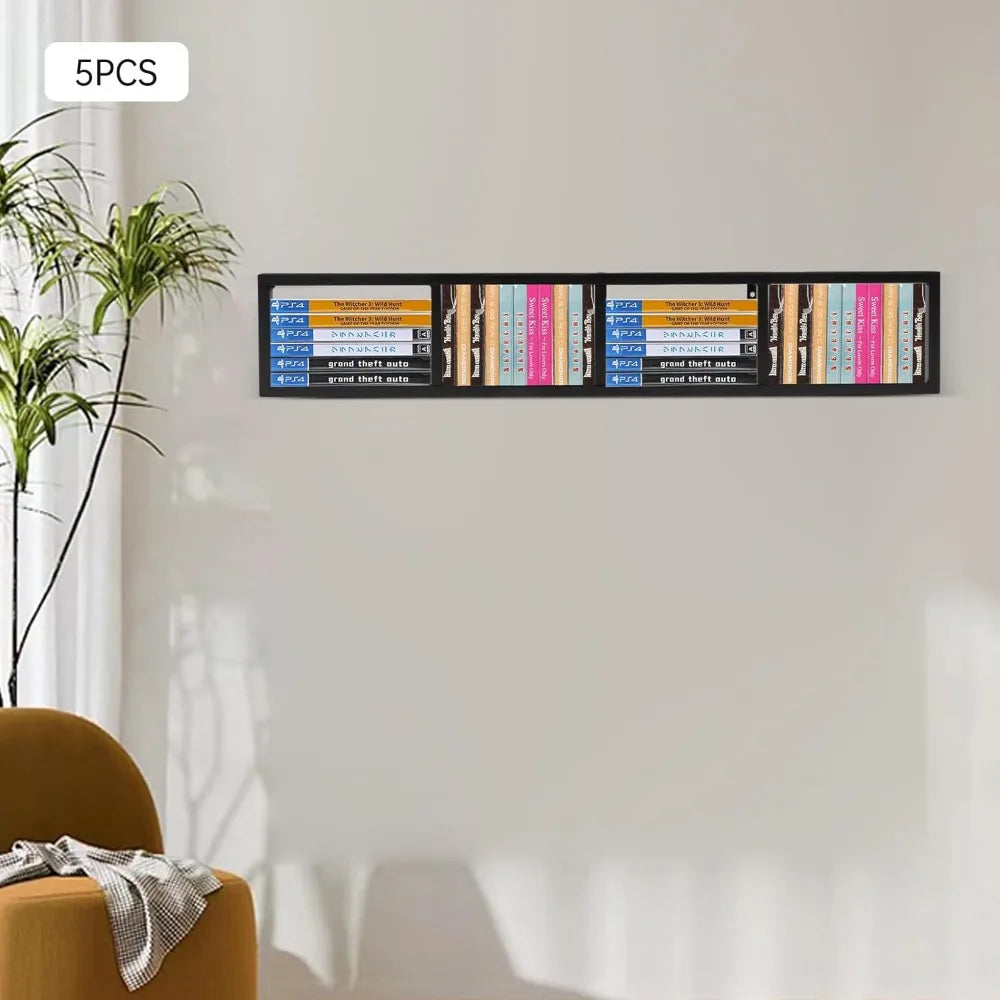 5 Piece Wall Mount Media Storage Rack
