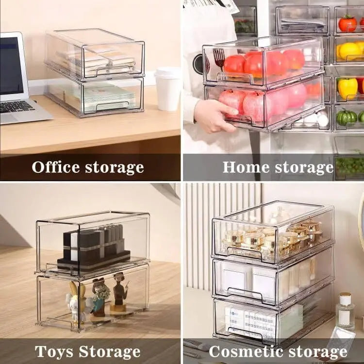 Stackable Refrigerator Drawer Organizer Bins