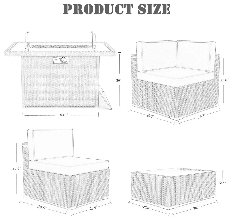 8 Pieces Patio Furniture Set