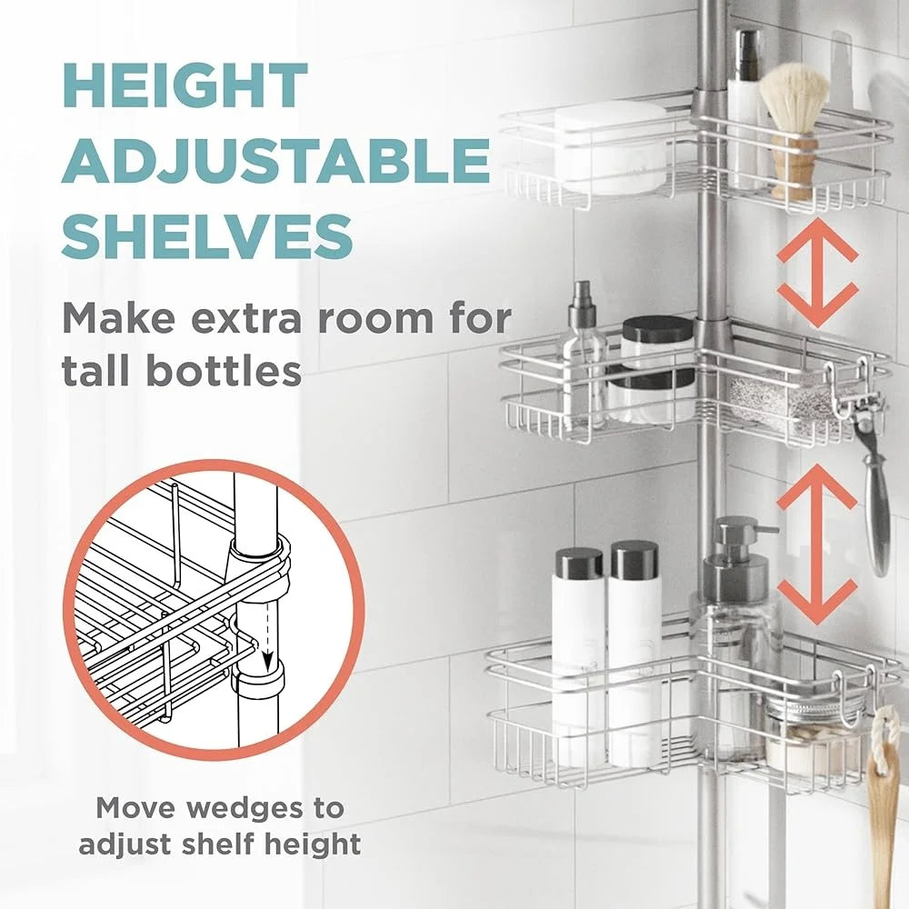 Adjustable Tension Pole Shower Caddy Corner Organizer