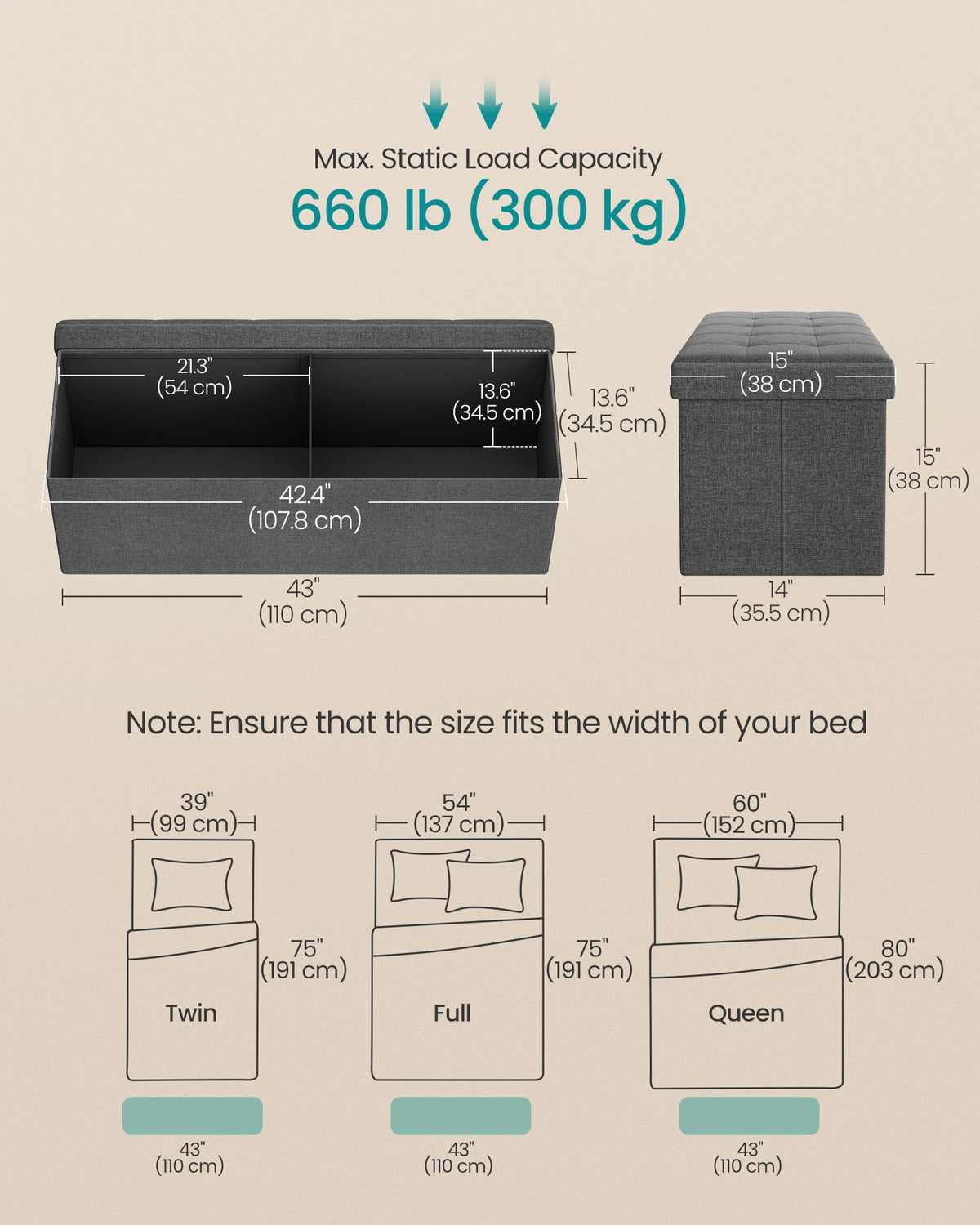 Folding Storage Ottoman Bench