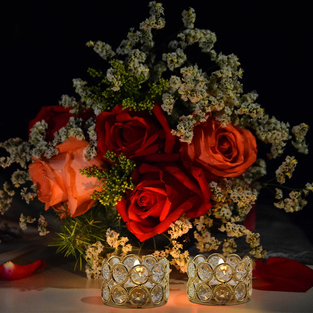 24 PCS Crystal Gold Votives Candle Holder
