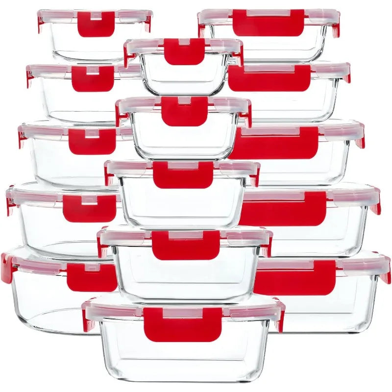 30 Piece Glass Food Storage Containers