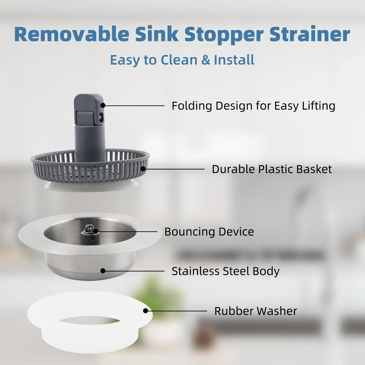 Universal Kitchen Sink Stopper Strainer Combo