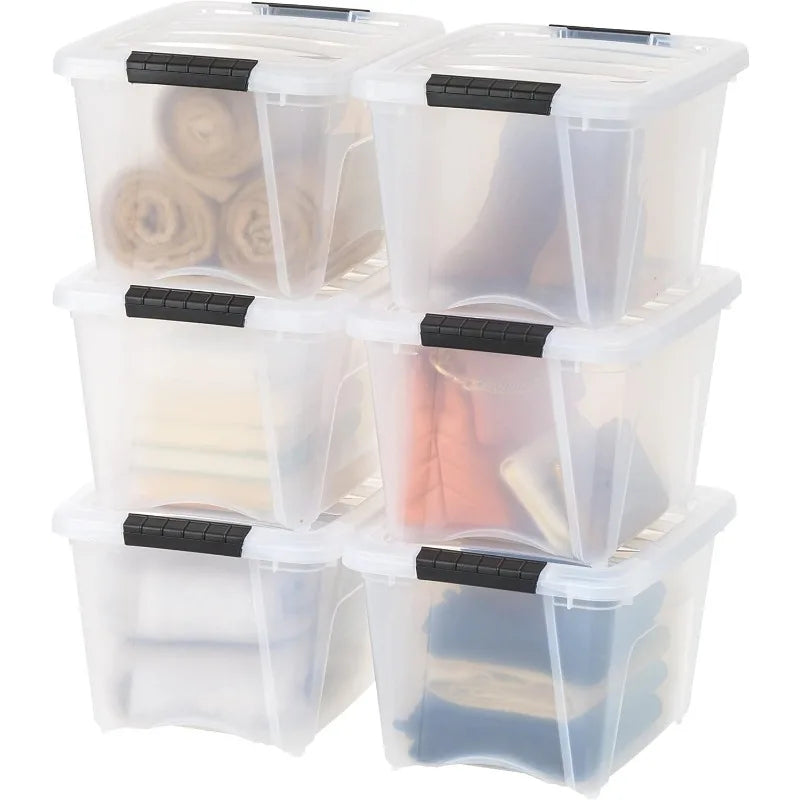 6 Pack Stackable Plastic Storage Bins