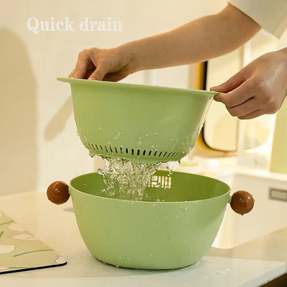 Dual-Layer Thickened Round Colander Basket