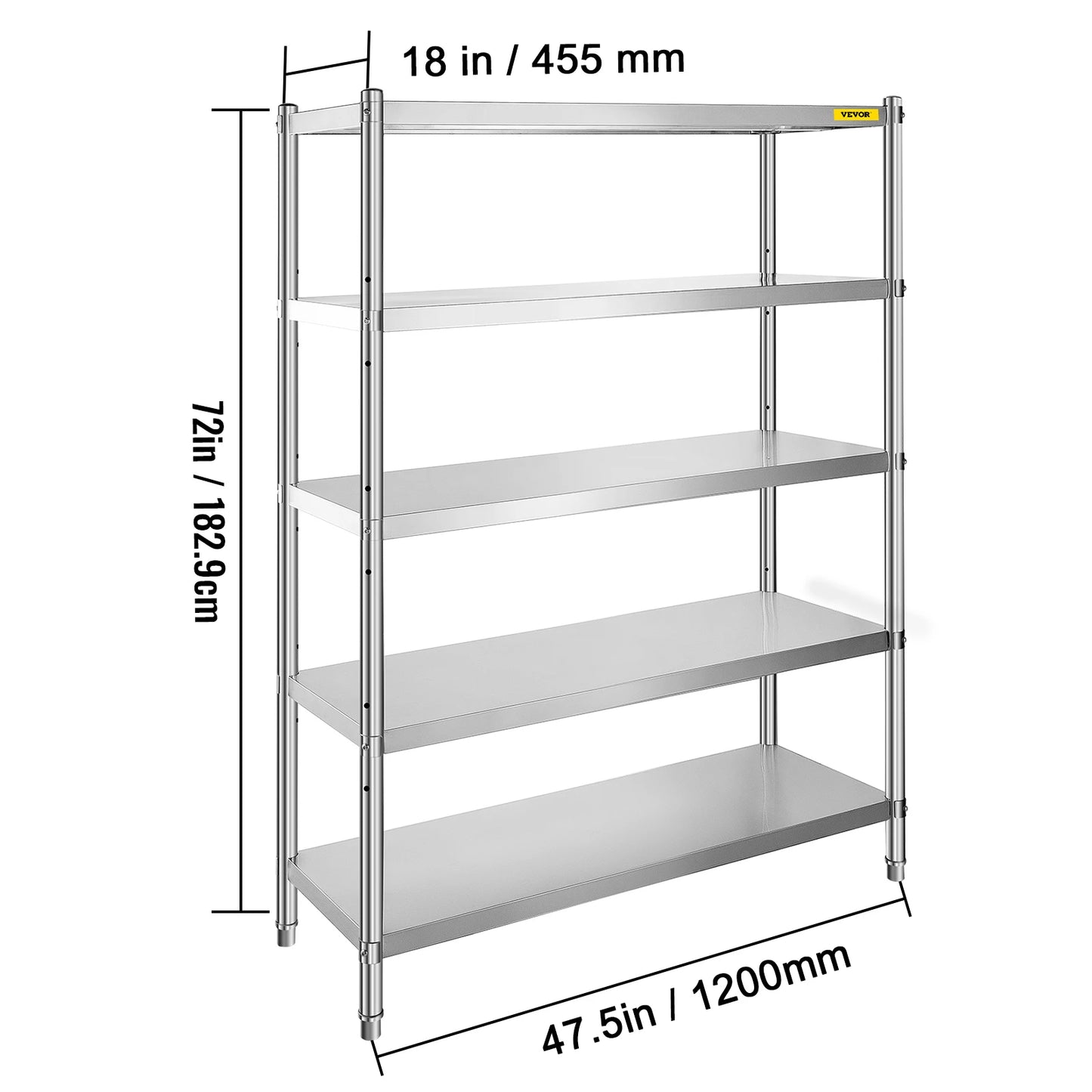 4-Tier 5-Tier Stainless Steel Storage Rack Shelf