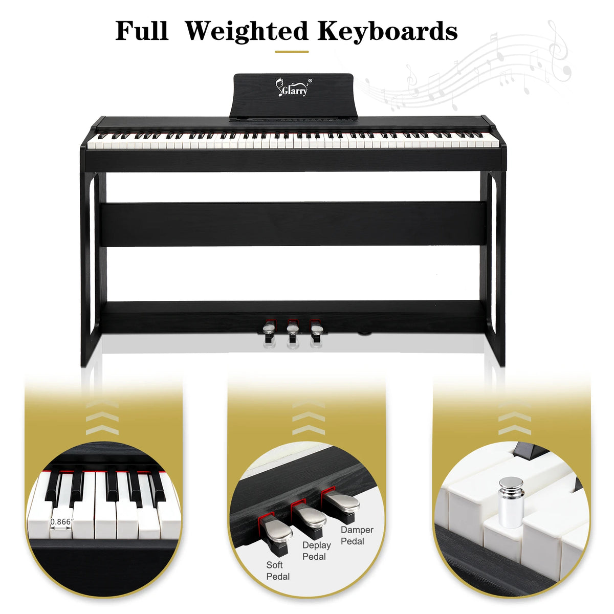 88-key Vertical Black Electric Piano
