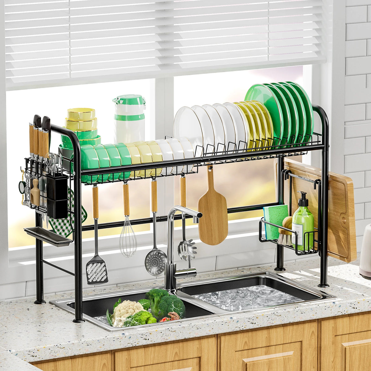 2 Tier Over The Sink Dish Drying Rack
