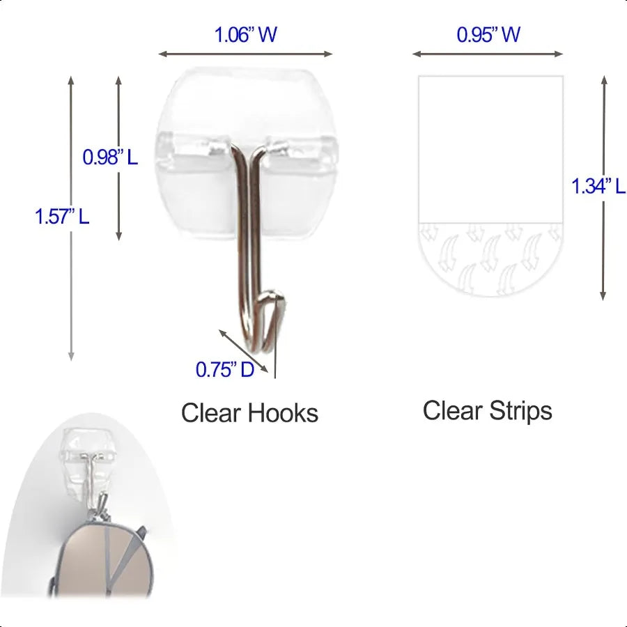 25 Clear Small Wall Hooks