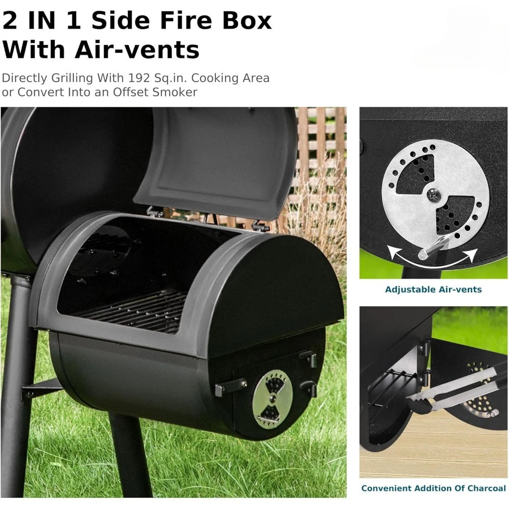 Charcoal Wood Offset Outdoor Smoker Grill