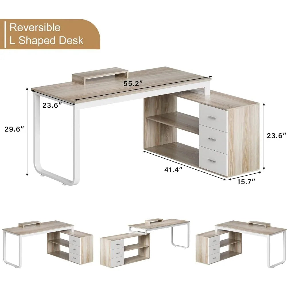 Computer Desk with Storage Shelves