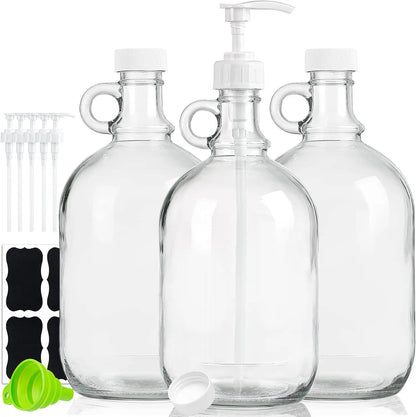 3 Pack Glass Dispenser Bottle - 6 Pumps