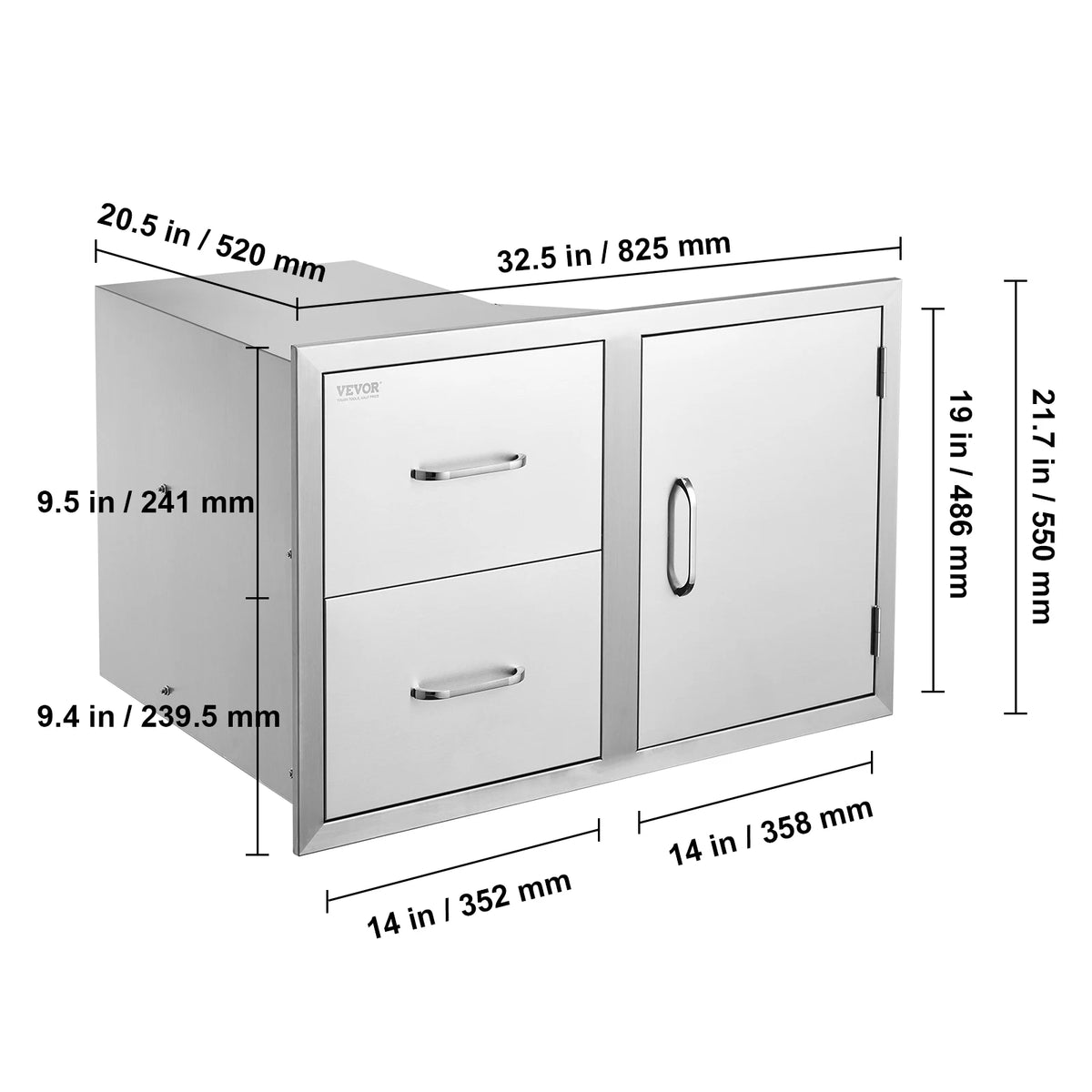 Stainless Steel Kitchen Multiple Access Drawer