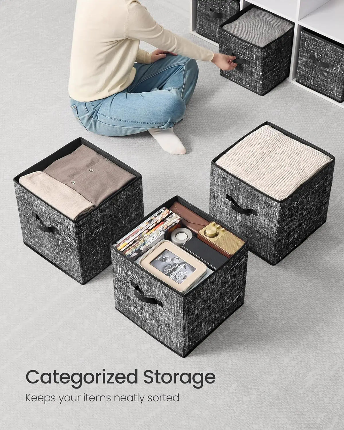 Non-Woven Fabric Bins with Double Handles