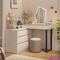 Corner Vanity Desk with Mirror and Lights