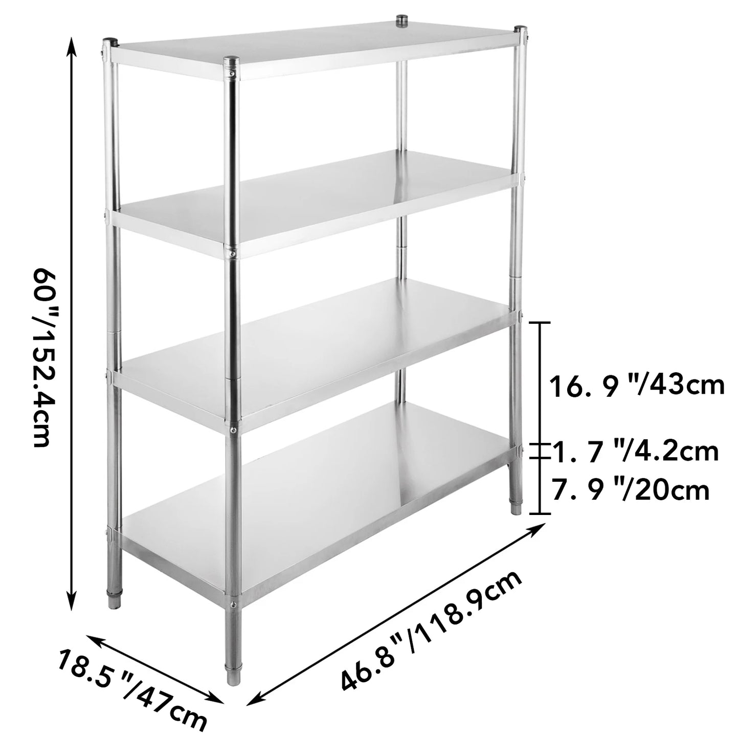 4-Tier 5-Tier Stainless Steel Storage Rack Shelf