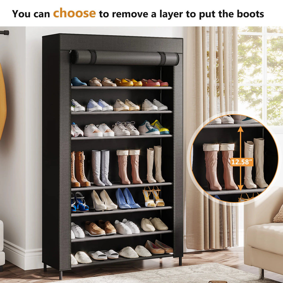 10 Tier Shoes Rack with Cover