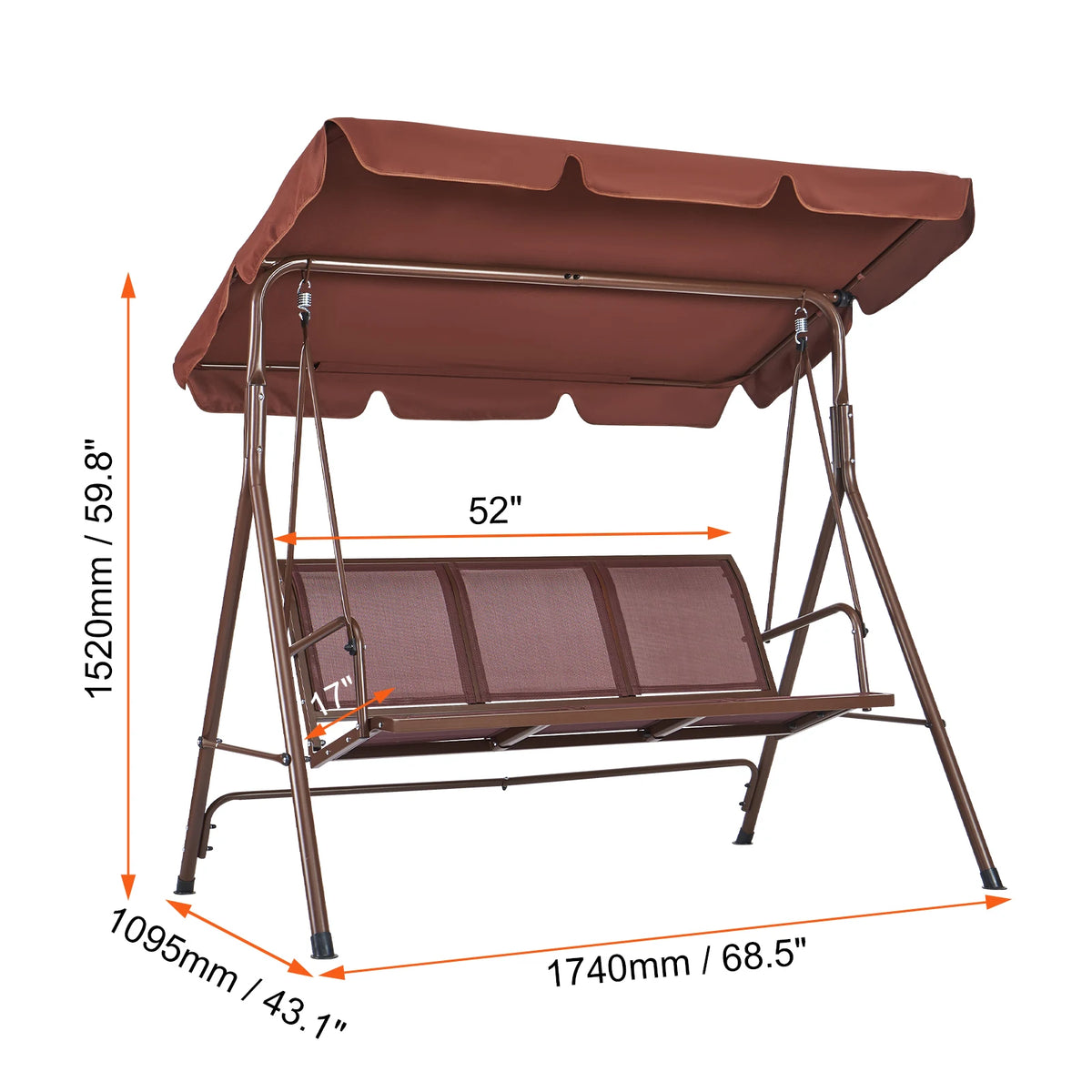 3-Seat Patio Swing Chair