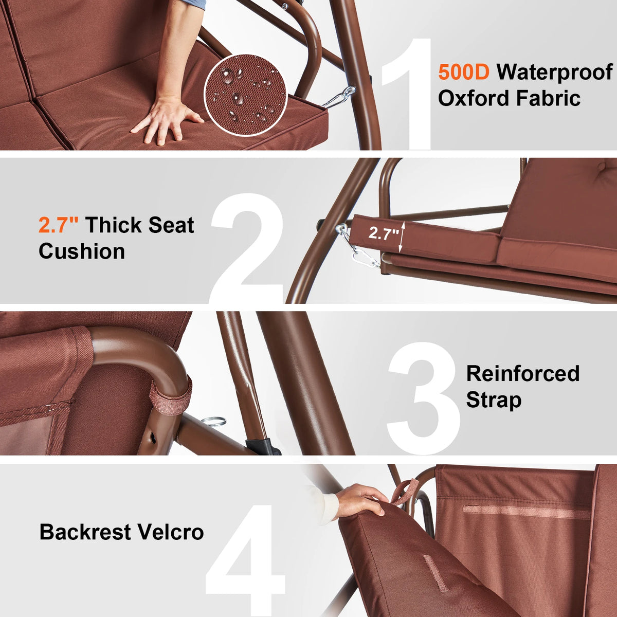 3-Seat Patio Swing Chair