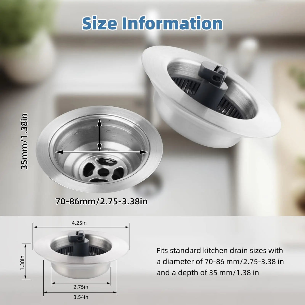 Universal Kitchen Sink Stopper Strainer Combo