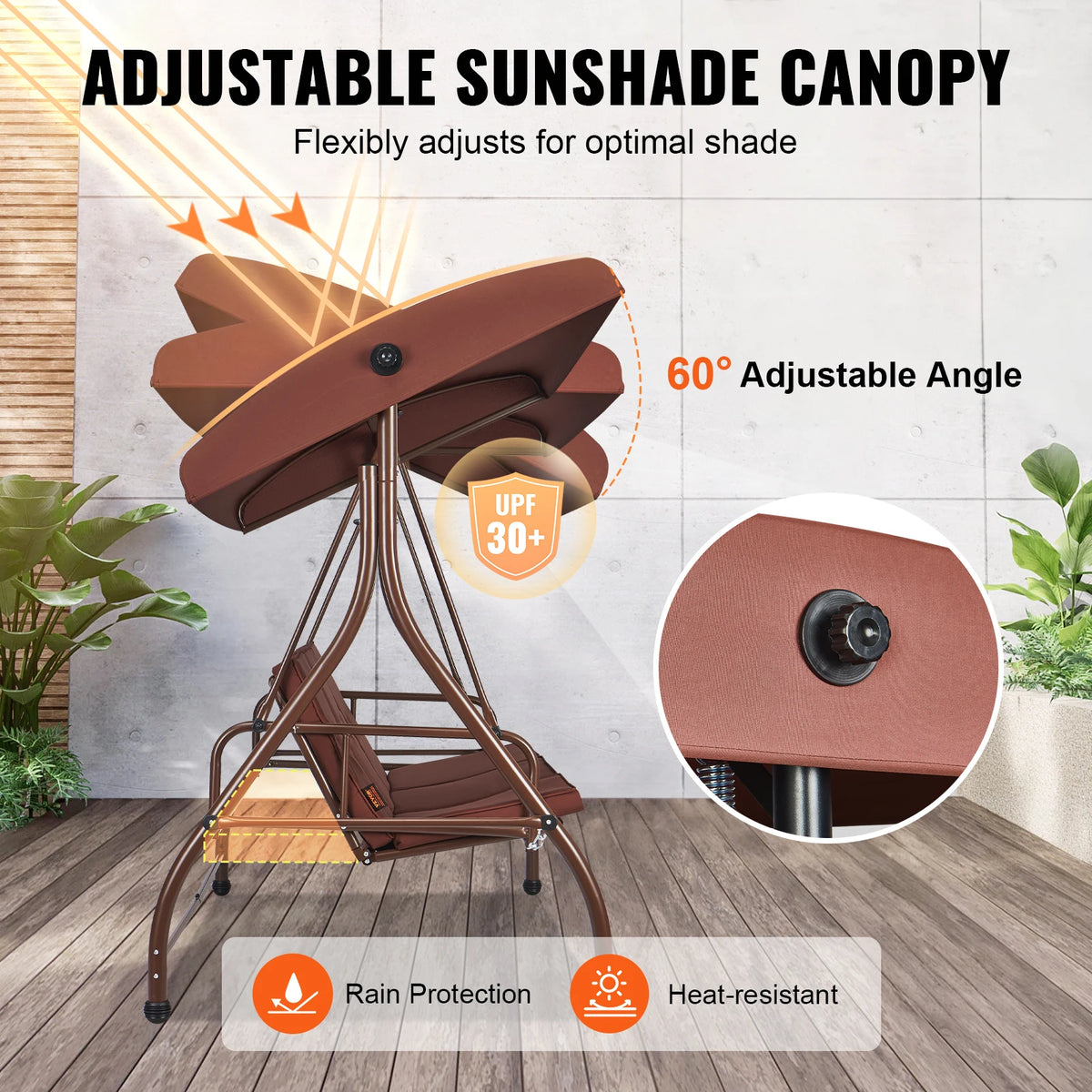 3-Seat Patio Swing Chair