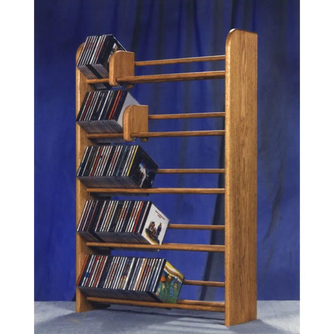 Solid Oak 5 Row Dowel CD Rack