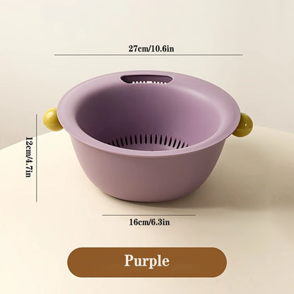 Dual-Layer Thickened Round Colander Basket