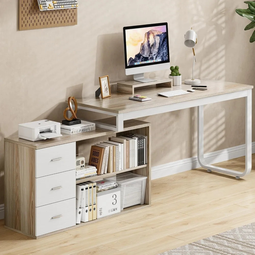 Computer Desk with Storage Shelves