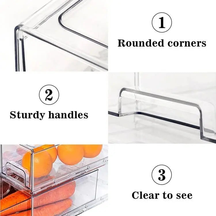 Stackable Refrigerator Drawer Organizer Bins