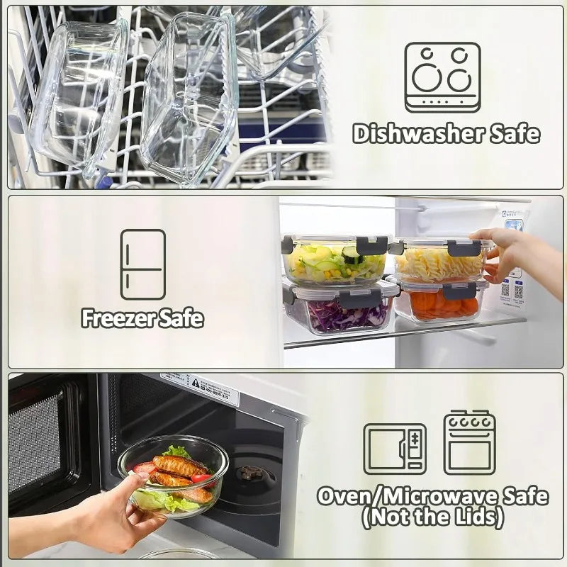30 Piece Glass Food Storage Containers