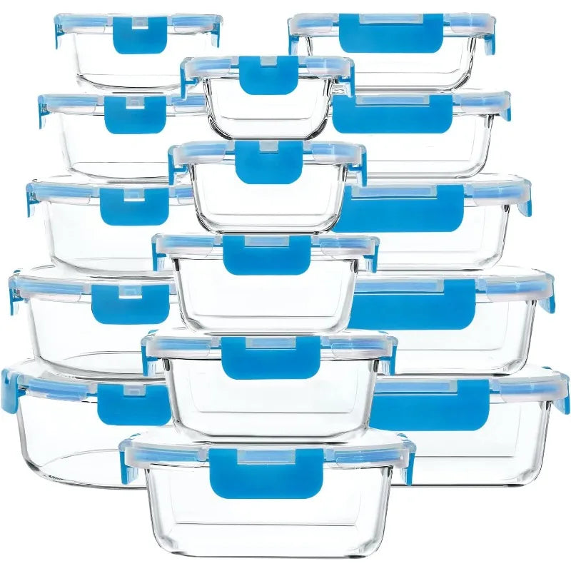 30 Piece Glass Food Storage Containers