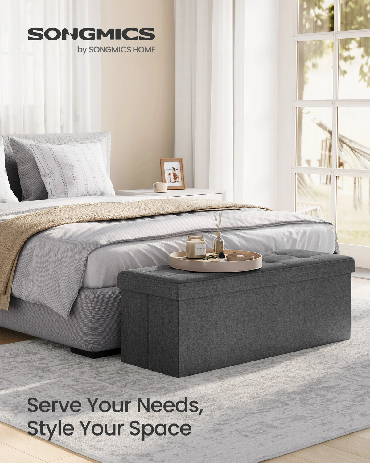Folding Storage Ottoman Bench