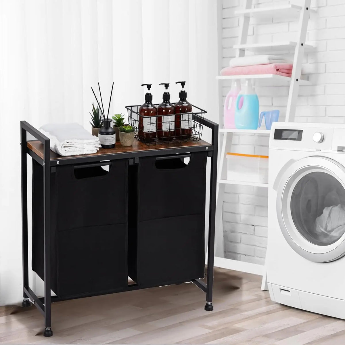 Laundry Sorter 2 Section with Removable Laundry Bag
