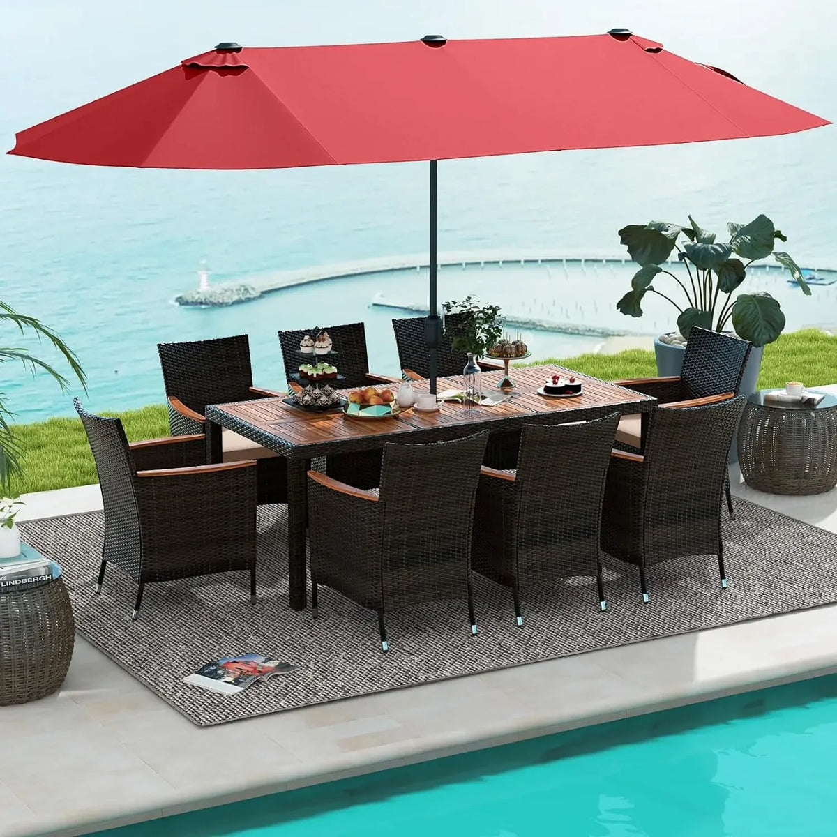 10 Piece Patio Rattan Dining Set