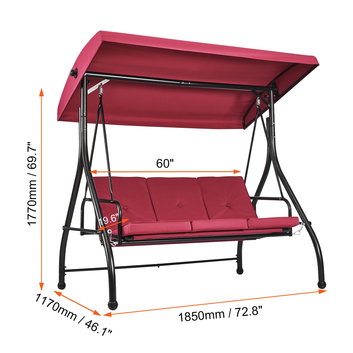 3-Seat Patio Swing Chair