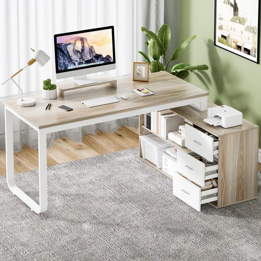 Computer Desk with Storage Shelves