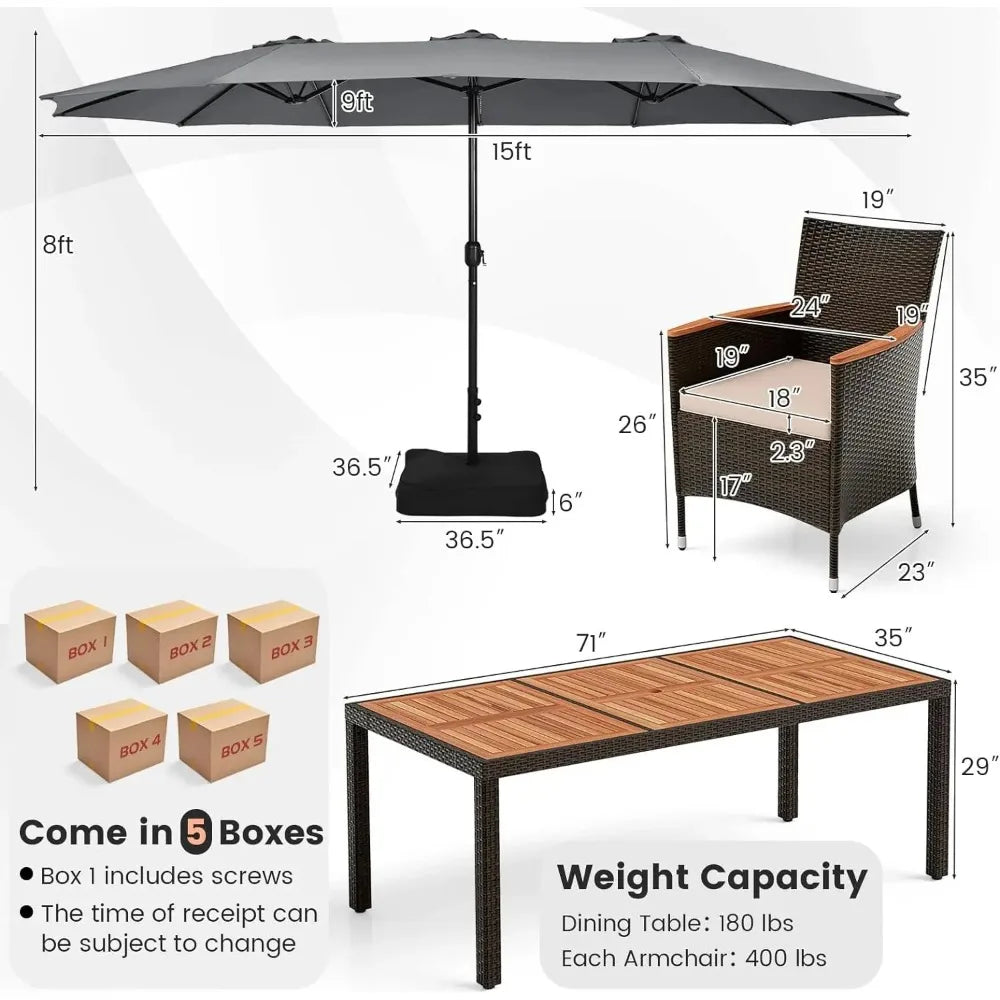 10 Piece Patio Rattan Dining Set