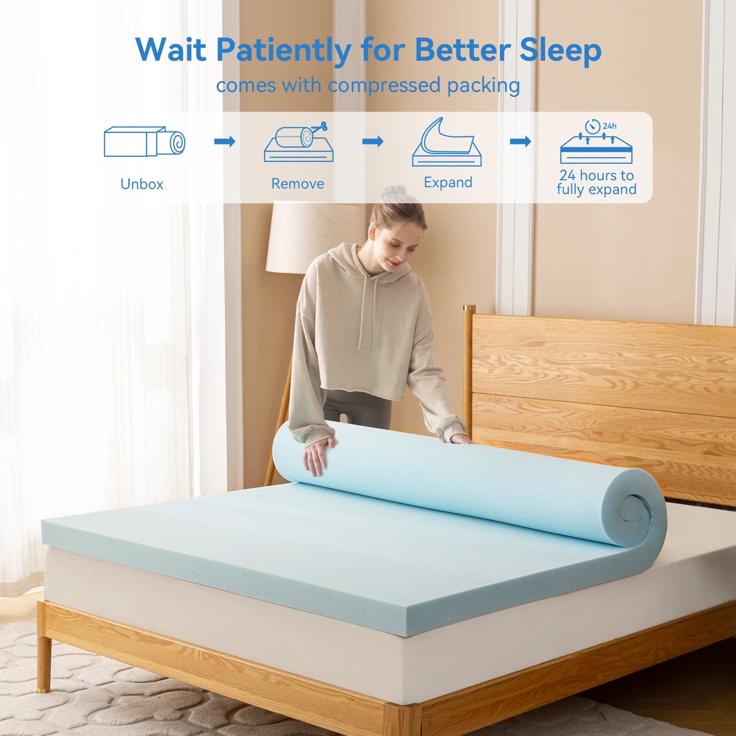 Hcore 1 PC Gel Memory Foam Mattress Topper