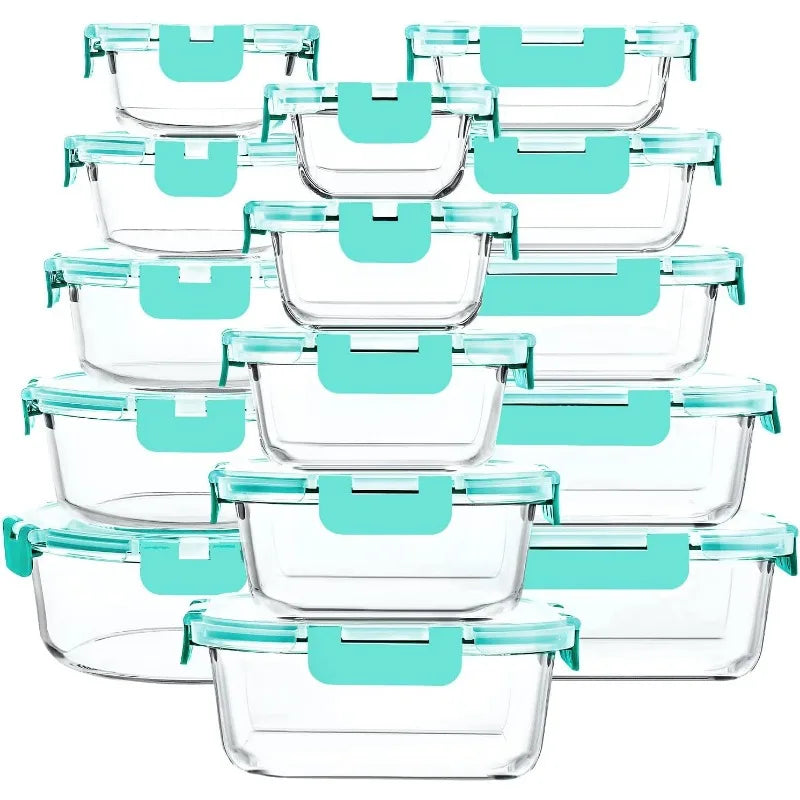 30 Piece Glass Food Storage Containers