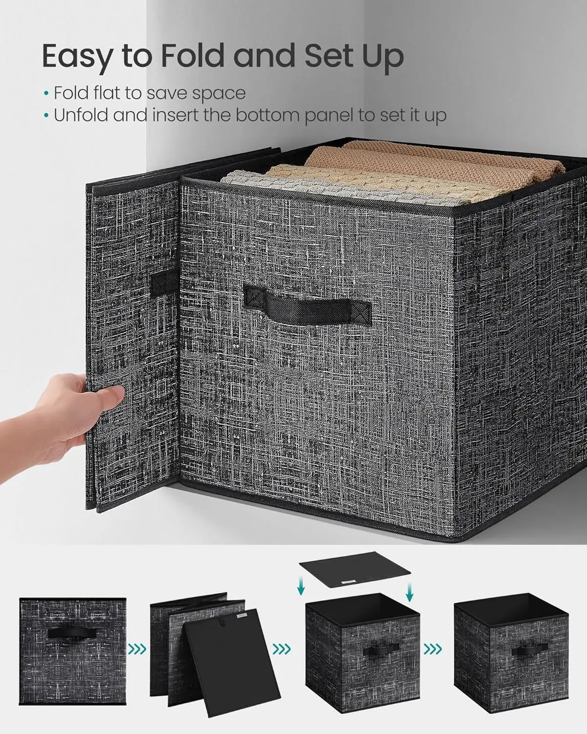 Non-Woven Fabric Bins with Double Handles