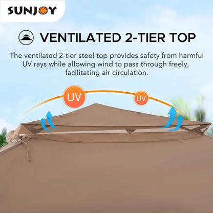 Portable Steel Frame 2-Tier Top Canopy/Tent