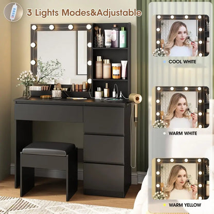 Makeup Vanity Desk Set with Mirror Light