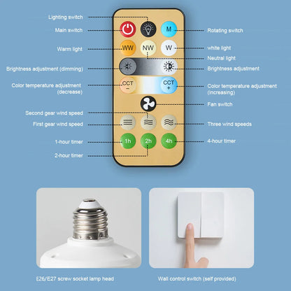 Silent Ceiling Fan with Light and Remote