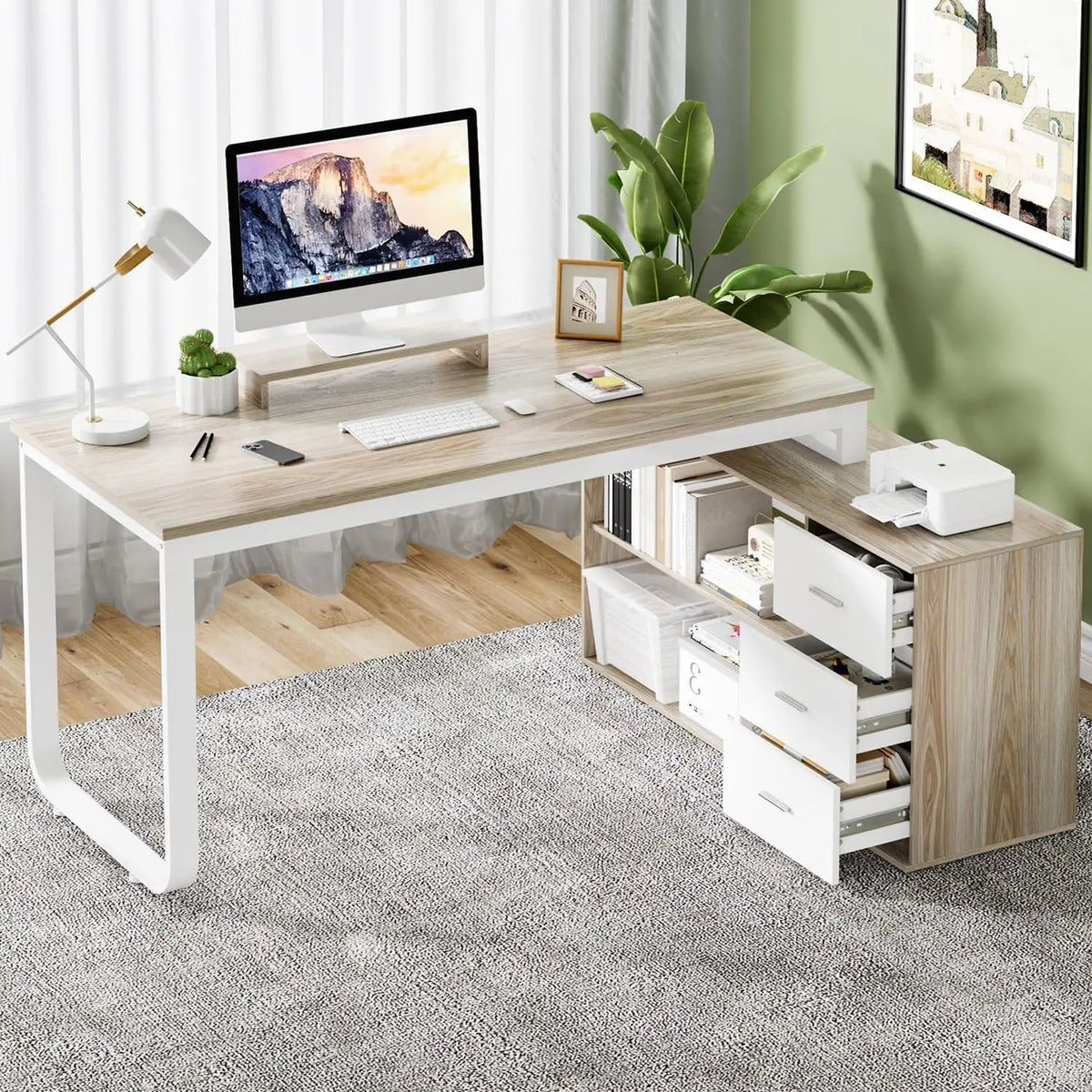 Computer Desk with Storage Shelves