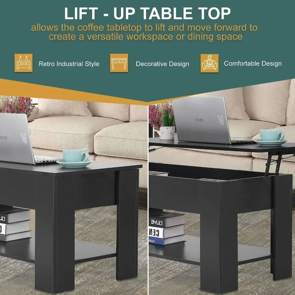 Lift Top Coffee Table with Hidden Compartment